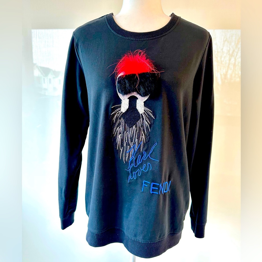 Authentic FENDI / Karl Lagerfeld Collaboration Black Crew Top